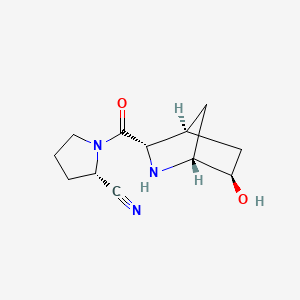 molecular formula C12H17N3O2 B1665298 (2S)-1-[(1R,3S,4S,6R)-6-hydroxy-2-azabicyclo[2.2.1]heptane-3-carbonyl]pyrrolidine-2-carbonitrile CAS No. 851510-67-3