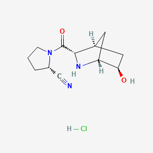 molecular formula C12H18ClN3O2 B1665299 (2S)-1-(((1R,3S,4S,6R)-6-Hydroxy-2-azabicyclo(2.2.1)hept-3-yl)carbonyl)-2-pyrrolidinecarbonitrile hydrochloride CAS No. 851389-35-0