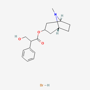 molecular formula C17H24BrNO3 B1665314 8-Methyl-8-azabicyclo(3.2.1)octan-3-yl 3-hydroxy-2-phenylpropanoate--hydrogen bromide (1/1) CAS No. 6415-90-3