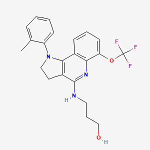 molecular formula C22H22F3N3O2 B1665322 1-Propanol, 3-((2,3-dihydro-1-(2-methylphenyl)-6-(trifluoromethoxy)-1H-pyrrolo(3,2-C)quinolin-4-yl)amino)- CAS No. 220831-12-9
