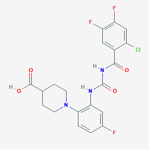 molecular formula C20H17ClF3N3O4 B1665337 1-{2-[3-(2-Chloro-4,5-Difluoro-Benzoyl)-Ureido]-4-Fluoro-Phenyl}-Piperidine-4-Carboxylic Acid CAS No. 648917-13-9