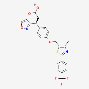 molecular formula C24H19F3N2O4S B1665341 (s)-3-(Isoxazol-3-yl)-3-(4-((4-methyl-2-(4-(trifluoromethyl)phenyl)thiazol-5-yl)methoxy)phenyl)propanoic acid CAS No. 1011531-27-3