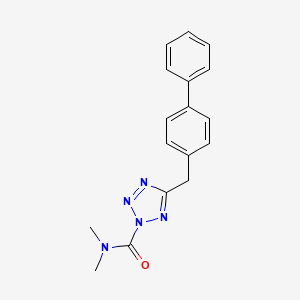 molecular formula C17H17N5O B1665342 2H-Tetrazole-2-carboxamide, 5-([1,1'-biphenyl]-4-ylmethyl)-N,N-dimethyl- CAS No. 1010096-65-7