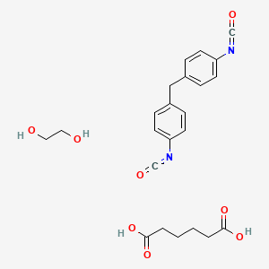 B1665347 Hexanedioic acid, polymer with 1,2-ethanediol and 1,1'-methylenebis(4-isocyanatobenzene) CAS No. 25931-01-5