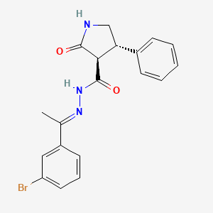 molecular formula C19H18BrN3O2 B1665383 3-Pyrrolidinecarboxylic acid, 2-oxo-4-phenyl-, 2-(1-(3-bromophenyl)ethylidene)hydrazide, (3R,4S)-rel- CAS No. 1051487-82-1