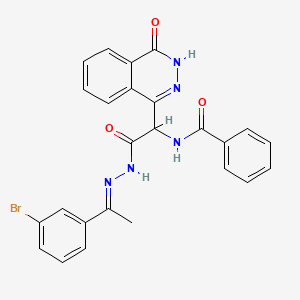 N-[2-[(2E)-2-[1-(3-bromophenyl)ethylidene]hydrazinyl]-2-oxo-1-(4-oxo-3H-phthalazin-1-yl)ethyl]benzamide