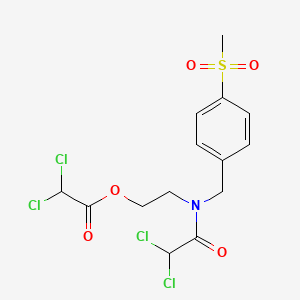 molecular formula C14H15Cl4NO5S B1665421 Acetic acid, dichloro-, 2-(2,2-dichloro-N-(p-(methylsulfonyl)benzyl)acetamido)ethyl ester CAS No. 3653-50-7