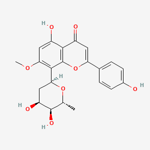 molecular formula C22H22O8 B1665436 8-[(2S,4S,5S,6R)-4,5-dihydroxy-6-methyloxan-2-yl]-5-hydroxy-2-(4-hydroxyphenyl)-7-methoxychromen-4-one CAS No. 134044-97-6