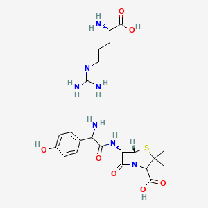 molecular formula C22H33N7O7S B1665476 (2S)-2-amino-5-(diaminomethylideneamino)pentanoic acid;(2S,5R,6R)-6-[[(2R)-2-amino-2-(4-hydroxyphenyl)acetyl]amino]-3,3-dimethyl-7-oxo-4-thia-1-azabicyclo[3.2.0]heptane-2-carboxylic acid CAS No. 59261-05-1