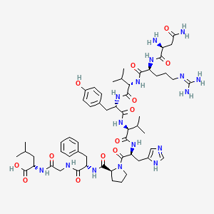 molecular formula C57H84N16O13 B1665492 L-Leucine, L-asparaginyl-L-arginyl-L-valyl-L-tyrosyl-L-valyl-L-histidyl-L-prolyl-L-phenylalanylglycyl- CAS No. 95211-04-4