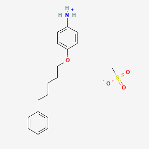 molecular formula C18H25NO4S B1665499 ANILINE, p-(5-PHENYLPENTYLOXY)-, METHANESULFONATE CAS No. 101865-16-1