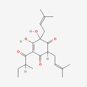molecular formula C21H30O5 B1665531 5,6-Dihydroxy-4-(2-methylbutanoyl)-2,6-bis(3-methylbut-2-en-1-yl)cyclohex-4-ene-1,3-dione CAS No. 28374-89-2