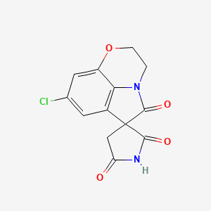 molecular formula C13H9ClN2O4 B1665544 8'-Chloro-2',3'-dihydrospiro(pyrrolidine-3,6'(5'H)-pyrrolo(1,2,3-de)(1,4)benzoxazine)-2,5,5'-trione CAS No. 99434-90-9