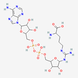molecular formula C21H35N9O15P2 B1665548 2-Amino-5-[[amino-[[5-[[[[5-(6-aminopurin-9-yl)-3,4-dihydroxyoxolan-2-yl]methoxy-hydroxyphosphoryl]oxy-hydroxyphosphoryl]oxymethyl]-3,4-dihydroxyoxolan-2-yl]amino]methylidene]amino]pentanoic acid CAS No. 103960-56-1