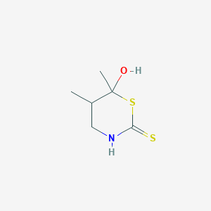 molecular formula C6H11NOS2 B166555 6-Hydroxy-5,6-dimethyl-1,3-thiazinane-2-thione CAS No. 135923-17-0