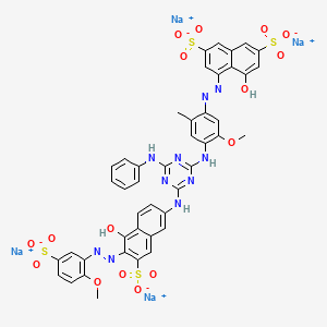 B1665561 2,7-Naphthalenedisulfonic acid, 4-hydroxy-5-((4-((4-((5-hydroxy-6-((2-methoxy-5-sulfophenyl)azo)-7-sulfo-2-naphthalenyl)amino)-6-(phenylamino)-1,3,5-triazin-2-yl)amino)-5-methoxy-2-methylphenyl)azo)-, tetrasodium salt CAS No. 70236-51-0