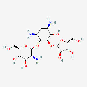 molecular formula C17H33N3O11 B1665574 (2R,3S,4R,5R,6S)-5-amino-6-[(1R,2R,3S,4R,6S)-4,6-diamino-2-[(2S,3R,4R,5R)-3,4-dihydroxy-5-(hydroxymethyl)oxolan-2-yl]oxy-3-hydroxycyclohexyl]oxy-2-(hydroxymethyl)oxane-3,4-diol CAS No. 55484-62-3