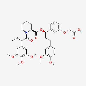 molecular formula C38H47NO11 B1665581 {3-[3-(3,4-Dimethoxy-phenyl)-1-(1-{1-[2-(3,4,5-trimethoxy-phenyl)-butyryl]-piperidin-2yl}-vinyloxy)-propyl]-phenoxy}-acetic acid CAS No. 195514-23-9