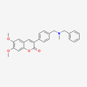 molecular formula C26H25NO4 B1665584 2H-1-Benzopyran-2-one, 6,7-dimethoxy-3-(4-((methyl(phenylmethyl)amino)methyl)phenyl)- CAS No. 553681-56-4