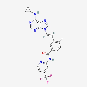 molecular formula C24H20F3N7O B1665586 Benzamide, 3-((1E)-2-(6-(cyclopropylamino)-9H-purin-9-yl)ethenyl)-4-methyl-N-(4-(trifluoromethyl)-2-pyridinyl)- CAS No. 926922-22-7