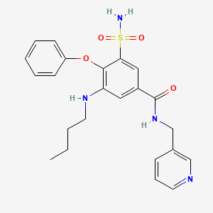 molecular formula C23H26N4O4S B1665593 Benzamide, 3-(aminosulfonyl)-5-(butylamino)-4-phenoxy-N-(3-pyridinylmethyl)- CAS No. 1021869-49-7