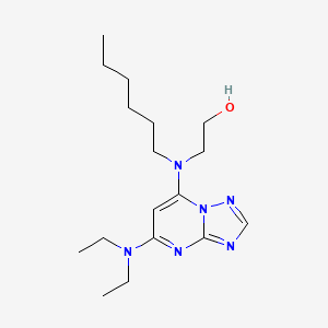 molecular formula C17H30N6O B1665594 2-((5-(Diethylamino)-[1,2,4]triazolo[1,5-a]pyrimidin-7-yl)(hexyl)amino)ethanol CAS No. 100557-06-0