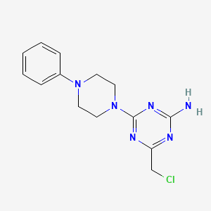 molecular formula C14H17ClN6 B1665619 s-三嗪，2-氨基-4-(氯甲基)-6-(4-苯基-1-哌嗪基)- CAS No. 21868-40-6