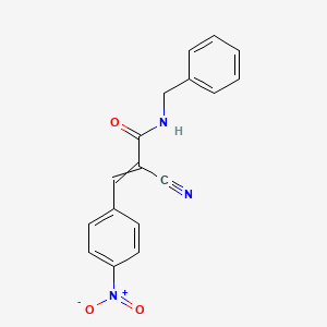 molecular formula C17H13N3O3 B1665625 N-benzyl-2-cyano-3-(4-nitrophenyl)prop-2-enamide CAS No. 204010-55-9