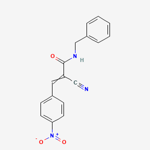 molecular formula C17H13N3O3 B1665625 2-Propenamide, 2-cyano-3-(4-nitrophenyl)-N-(phenylmethyl)- CAS No. 204010-55-9