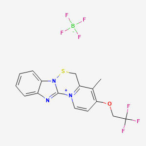 molecular formula C16H13BF7N3OS B1665631 5H-吡啶并(1',2':4,5)(1,2,4)噻二嗪并(2,3-a)苯并咪唑-13-鎓, 4-甲基-3-(2,2,2-三氟乙氧基)-, 四氟硼酸盐(1-) CAS No. 111712-16-4