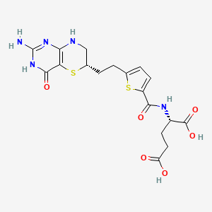 molecular formula C18H21N5O6S2 B1665633 (2S)-2-[[5-[2-[(6S)-2-amino-4-oxo-1,6,7,8-tetrahydropyrimido[5,4-b][1,4]thiazin-6-yl]ethyl]thiophene-2-carbonyl]amino]pentanedioic acid CAS No. 177575-17-6