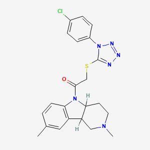 molecular formula C22H23ClN6OS B1665634 Ethanone, 2-((1-(4-chlorophenyl)-1H-tetrazol-5-yl)thio)-1-(1,2,3,4,4a,9b-hexahydro-2,8-dimethyl-5H-pyrido(4,3-b)indol-5-yl)- CAS No. 442656-02-2