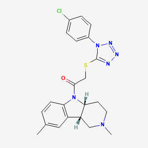 molecular formula C22H23ClN6OS B1665635 1-((4aR,9bS)-2,8-Dimethyl-3,4,4a,9b-tetrahydro-1H-pyrido(4,3-b)indol-5-yl)-2-(1-(4-chlorophenyl)tetrazol-5-yl)sulfanyl-ethanone, 4aR,9bs CAS No. 1375078-57-1