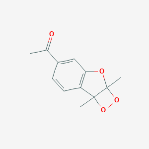 molecular formula C12H12O4 B166564 1-(2a,7b-Dihydro-2a,7b-dimethyl-1,2-dioxeto(3,4-b)benzofuran-5-yl)ethanone CAS No. 130293-26-4