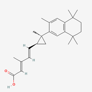 molecular formula C25H34O2 B1665645 2,4-Pentadienoic acid, 3-methyl-5-((1S,2S)-2-methyl-2-(5,6,7,8-tetrahydro-3,5,5,8,8-pentamethyl-2-naphthalenyl)cyclopropyl)- CAS No. 260262-39-3