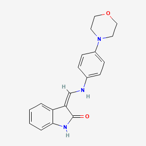 molecular formula C19H19N3O2 B1665647 3-((4-Morpholinophenylamino)methylene)-1,3-dihydroindol-2-one CAS No. 503626-12-8