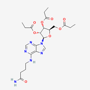 molecular formula C23H32N6O8 B1665656 腺苷，N-(4-氨基-4-氧丁基)-，2',3',5'-三丙酸酯 CAS No. 104124-23-4