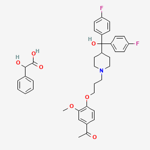 Benzeneacetic acid, alpha-hydroxy-, compd. with 1-(4-(3-(4-(bis(4-fluorophenyl)hydroxymethyl)-1-piperidinyl)propoxy)-3-methoxyphenyl)ethanone (1:1)