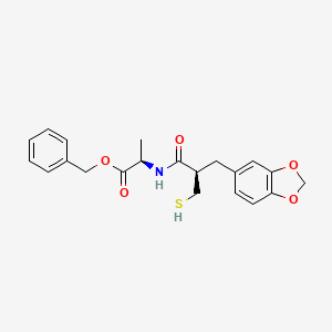 B1665677 benzyl (2R)-2-[[(2R)-2-(1,3-benzodioxol-5-ylmethyl)-3-sulfanylpropanoyl]amino]propanoate CAS No. 173429-64-6