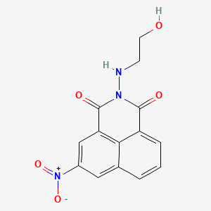 molecular formula C14H11N3O5 B1665696 1H-Benz(de)isoquinoline-1,3(2H)-dione, 2-((2-hydroxyethyl)amino)-5-nitro- CAS No. 234779-34-1