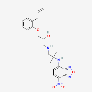 molecular formula C22H27N5O5 B1665723 2-Propanol, 1-((2-methyl-2-((7-nitro-4-benzofurazanyl)amino)propyl)amino)-3-(2-(2-propenyl)phenoxy)- CAS No. 98496-22-1