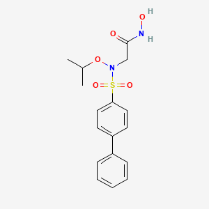molecular formula C17H20N2O5S B1665776 N-hydroxy-2-(N-isopropoxybiphenyl-4-ylsulfonamido)acetamide CAS No. 704888-90-4