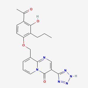molecular formula C21H20N6O4 B1665784 4H-Pyrido(1,2-a)pyrimidin-4-one, 9-((4-acetyl-3-hydroxy-2-propylphenoxy)methyl)-3-(1H-tetrazol-5-yl)- CAS No. 108427-72-1