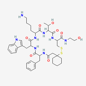 molecular formula C43H60N8O8S2 B1665797 16-(4-Aminobutyl)-22-benzyl-13-(1-hydroxyethyl)-N-(2-hydroxyethyl)-19-(1H-indol-3-ylmethyl)-12,15,18,21,24-pentaoxo-7,8-dithia-11,14,17,20,23-pentazaspiro[5.19]pentacosane-10-carboxamide CAS No. 150747-53-8