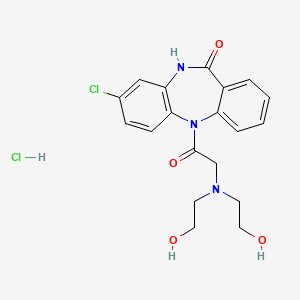 molecular formula C19H21Cl2N3O4 B1665859 11H-Dibenzo(b,e)(1,4)diazepin-11-one, 5-((bis(2-hydroxyethyl)amino)acetyl)-8-chloro-5,10-dihydro-, monohydrochloride CAS No. 98374-55-1