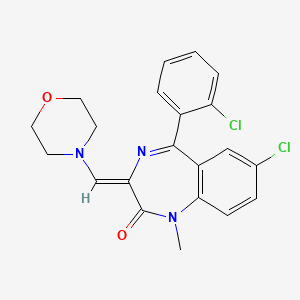 molecular formula C21H19Cl2N3O2 B1665864 7-Chloro-5-(2-chlorophenyl)-1,3-dihydro-1-methyl-3-(morpholino)methylene-2H-1,4-benzodiazepin-2-one CAS No. 51823-78-0