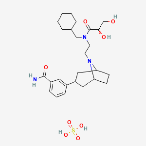 molecular formula C26H41N3O8S B1665866 Benzamide, 3-((3-endo)-8-(2-((cyclohexylmethyl)((2S)-2,3-dihydroxy-1-oxopropyl)amino)ethyl)-8-azabicyclo(3.2.1)oct-3-yl)-, sulfate (1:1) CAS No. 949904-50-1