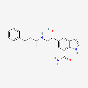molecular formula C21H25N3O2 B1665878 5-(1-Hydroxy-2-((1-methyl-3-phenylpropyl)amino)ethyl)-1H-indole-7-carboxamide CAS No. 101565-18-8