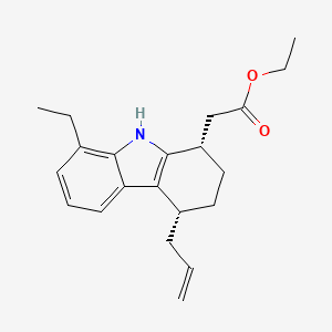 molecular formula C21H27NO2 B1665880 1H-Carbazole-1-acetic acid, 1,8-diethyl-2,3,4,9-tetrahydro-4-(2-propenyl)-, cis- CAS No. 106464-24-8