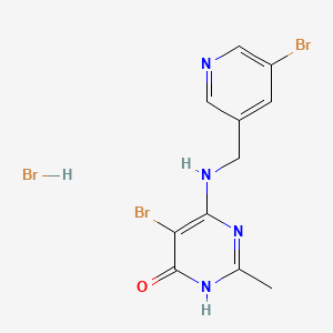 B1665881 3,4-Dihydro-5-bromo-2-methyl-4-oxo-6-(((5-bromo-3-pyridinyl)methyl)amino)pyrimidine hydrobromide CAS No. 135124-72-0